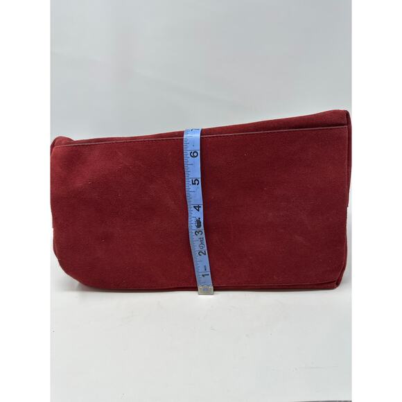 Sundance Origami Red Leather Suede Made in Italy Hobo Slouch Shoulder Bag Purse - Picture 7 of 9